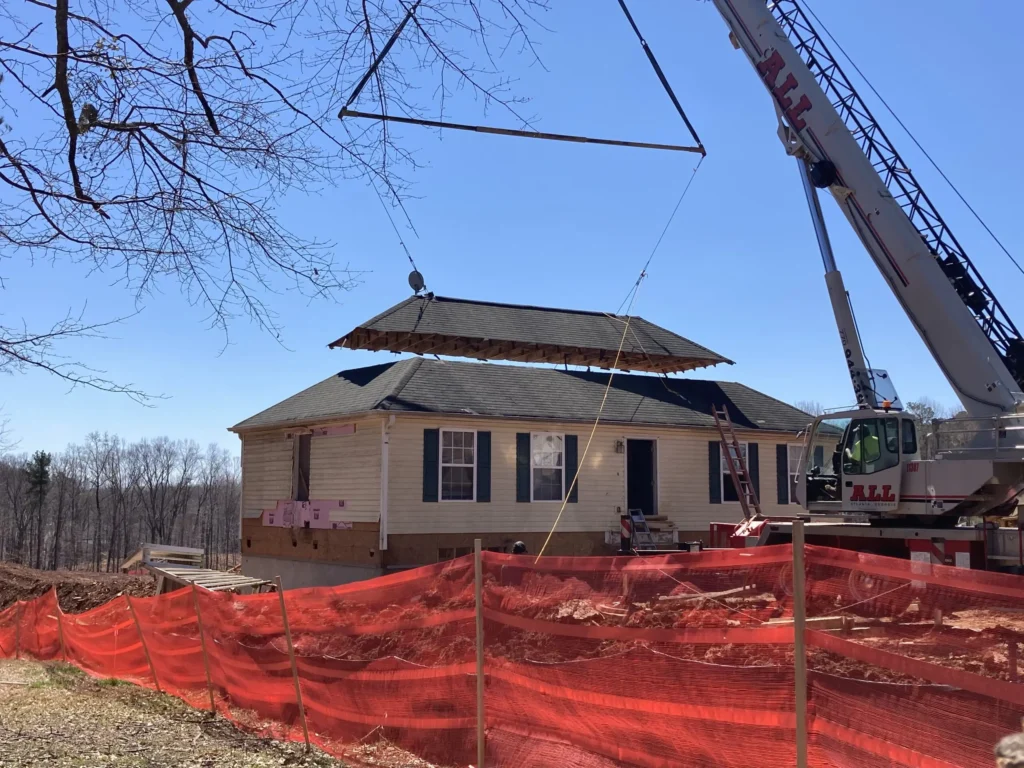 House being disassembled for structural transport.